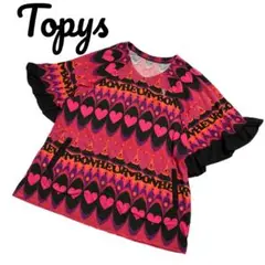 トピィーズ★Topys フリルカットソー 総柄 ラインストーン ポケット