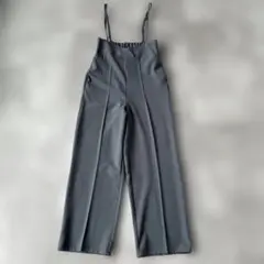 しまむら　グレー ワイドレッグ サロペット