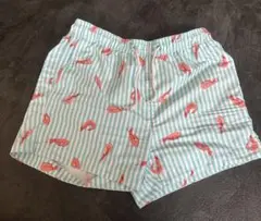 H&M エビ　プリント ストライプ　水着 Sショートパンツ　ハーフ　海老　水色
