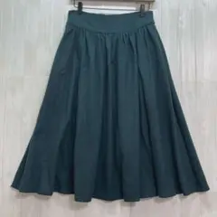natural mist ウール混フレアスカート　ウエストゴム　緑系　F