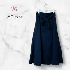ViS スカート フレア ロング ベルト付き Mサイズ ネイビー