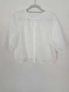 ホワイト メッシュ カーディガン