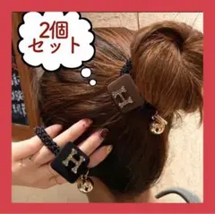 数量限定❣️大人気✨ヘアゴム アクセサリー ブラック ブラウン Hロゴ