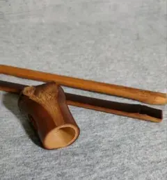 煤竹(すすだけ)の箸と箸置きセット!煤竹作家中島憲司氏の作品
