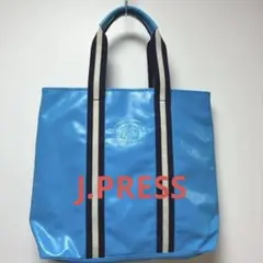J.PRESS 合成皮革 トートバッグ ストライプ　ブルー