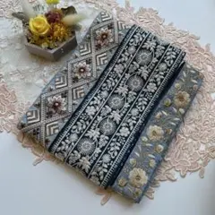 在庫限り超お買得セットインド刺繍リボン各1メートルずつ合計3メートル