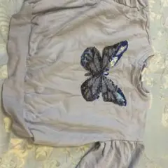 蝶のスパンコール刺繍トップス