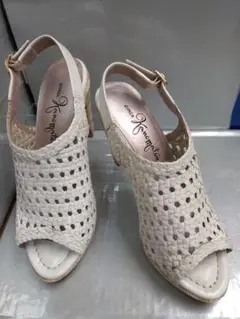 ほとんど新品 銀座かねまつ本革メッシュサンダル