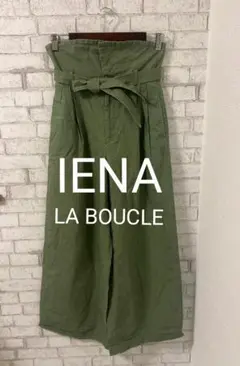 IENA イエナ ハイウエストリボン ワイドパンツ カーキ シンプル 日本製