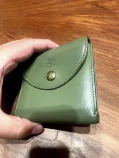 【値下げ】オリーブグリーン レザー 三つ折り財布