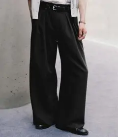 SLIGHT FLARE DOUBLE CLOTH BAGGY SLACKS