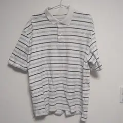 #8まとめ買い割引中　GUストライプ ポロシャツ 半袖 白/青