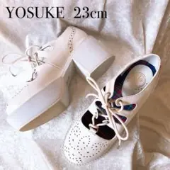 ヨースケ 厚底シューズ レースアップ 白 23cm 送料込み 使用感少なめ♪