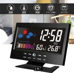 【新品未使用】多機能デジタル時計 カラースクリーン 温湿度表示 USB/電池対応