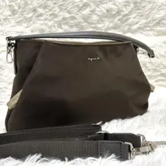 美品★agnes b. 2wayミニショルダーバッグ　OAS14－02 ブラウン
