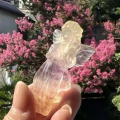 天然石　キャンディフローライト　 ミニ天使　置物