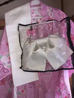 ピンク 蝶と花模様 浴衣 セット140cm