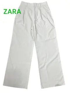 ZARA オフホワイト ワイドパンツ プリーツデザイン