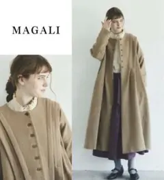 完売品 MAGALI マガリ メランジウールノーカラータックコート
