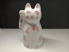 猫の貯金箱　猫とバラ