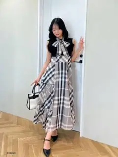 AnMILLE ビッグチェックドッキングOP ベージュ