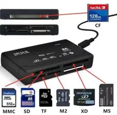 USBマルチカードリーダー XD /コンパクトフラッシュ/6種メディア対応品 黒