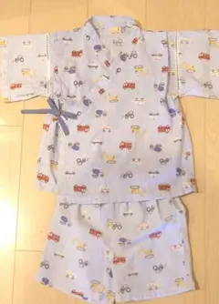 petit main　甚平　車柄　プティマイン　乗り物　水色　ライトブルー