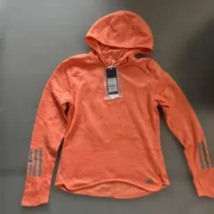 新品タグ付き　adidas オレンジ フード付き トレーナー S