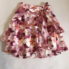MK ピンク花柄 フレアスカート 日本製