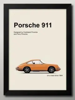 15883■ポスター アート 絵画『ポルシェ　911』A3 マット紙