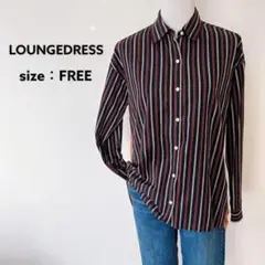 LOUNGEDRESS シャツ 前後切替 フィッシュテール 長袖 ストライプ F