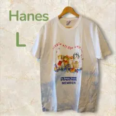 Hanes 犬と猫デザイン Tシャツ Lサイズ