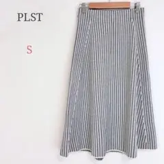 ＊プラステ【S】ロングフレアスカート ボーダー柄 ウエストゴム ストレッチ