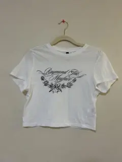 ホワイト クロップドTシャツ プリント