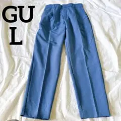 ✨美品　GU ブルー (L)パンツ　タック入り　おしゃれ