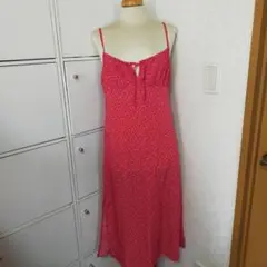 赤い 花柄 キャミワンピース