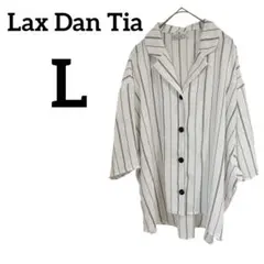 Lax Dan Tia 【L】オーバーサイズシャツ ストライプ 白 半袖 夏