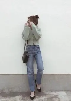 GU 神パンツ　ハイウエストストレートデニムS