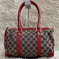 GUCCI グッチ ハンドバッグ GG柄 レザー キャンバス レッド