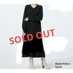 GU ジーユー gu フレアヘムニットワンピース ブラック XLサイズ 新品