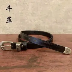 ナローベルト アメカジ ウエスタンベルト cow leather BLK