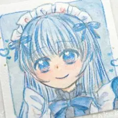 【オリジナル】ブルーメイド【アナログイラスト/水彩】