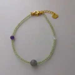 ラブラドライト　ペリドット　アンクレット