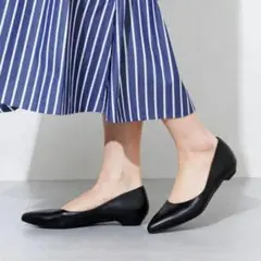 極美品 ヒミコ パンプス フラットシューズ 22.5cm ポインテッドトゥ 現行