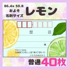 【レモン】宛名シール　差出人シール　普通サイズ　40枚　シンプル　果物　食べ物
