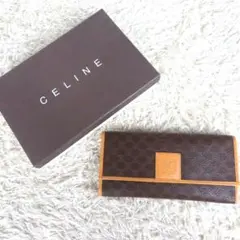 《未使用品》CELINE セリーヌ 長財布 マカダム トリオンフ 二つ折り財布