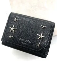 超美品 jimmychoo スタッズ レザー コンパクトウォレット ジミーチュウ