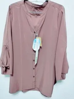 新品☆袖リボン　スキッパーブラウス　7分袖