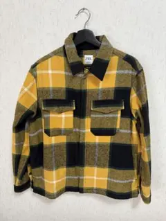 チェックシャツジャケット　アウター　イエロー　ZARA