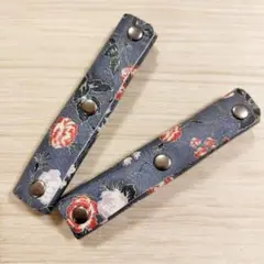 【セール品】ハンドルカバー 持ち手カバー 白赤花 2個 バッグ トート革 レザー